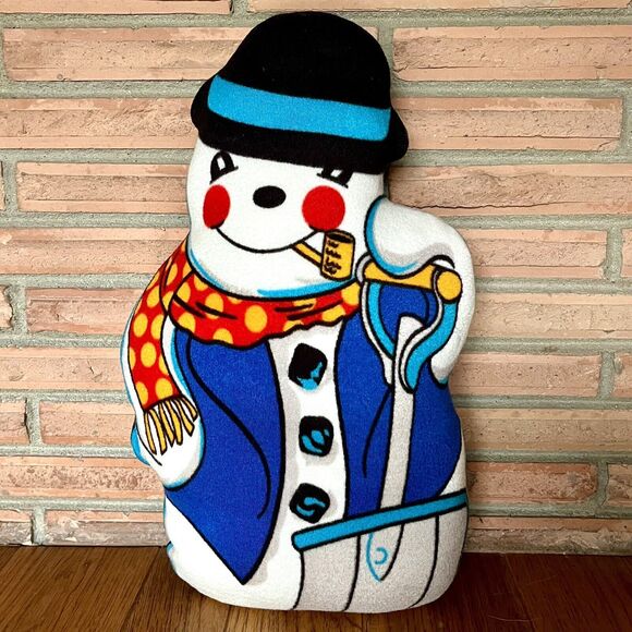 Vintage Large 17” Frosty Snowman Hand Crafted Plush Door Stop Christmas Decor - Picture 1 of 4